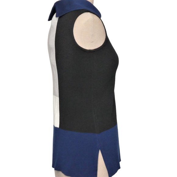 ST. JOHN Multi Color Block Sleeveless Sweater Tunic Size 4 - Picture 5 of 12